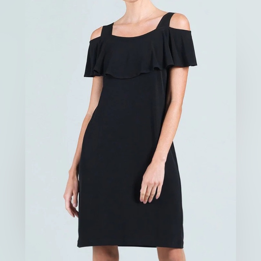 Clara Sunwoo 

Open Shoulder Ruffle Neckline Dress In Black Medium NWT